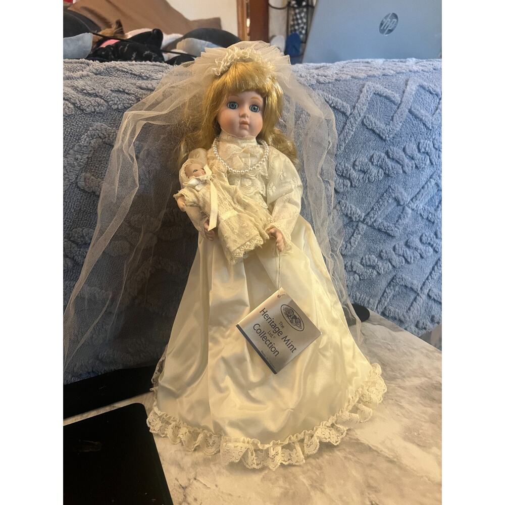 Heritage Mint Debra Bride Doll 16” Porcelain Vintage Wedding Decor Display Gift